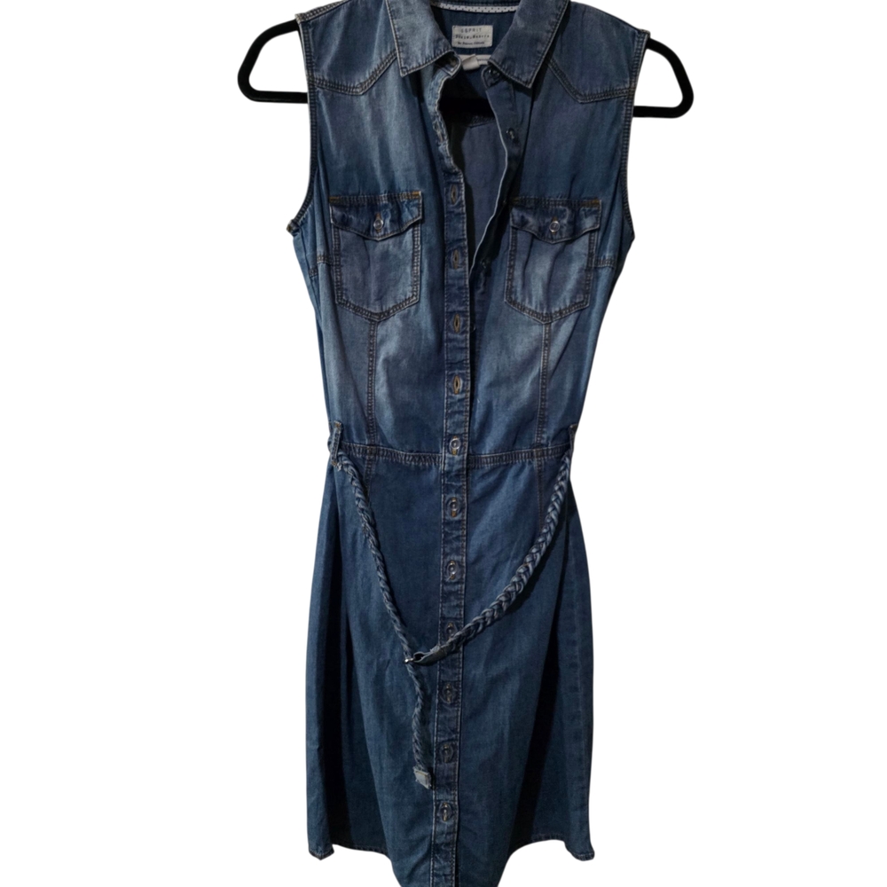 Esprit Denim Button-Up Dress vintage fitted jean mini dress. 